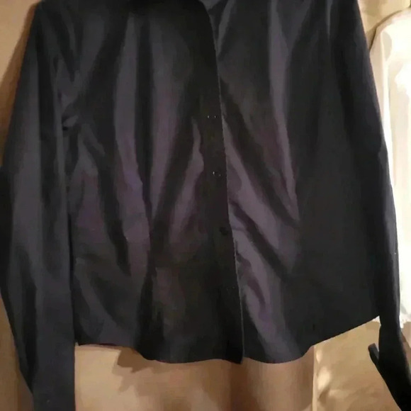Tristan & Iseut Tailored Black Blouse size L - Picture 6 of 11